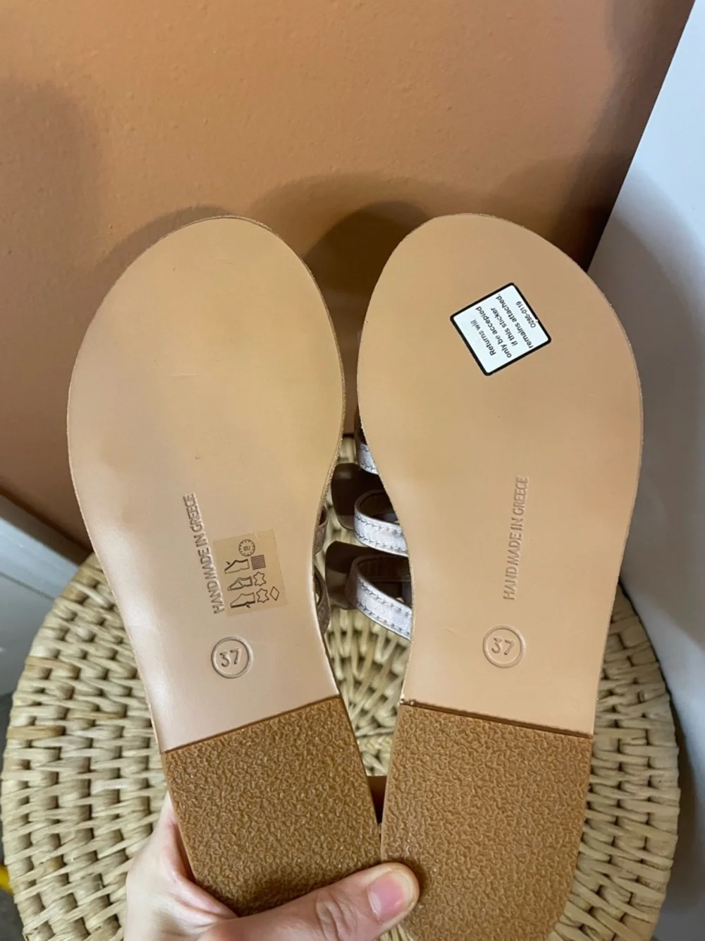 Ancient Greek Sandals Hara Natural Lotus Satin Flats in Rose Taupe Size 37